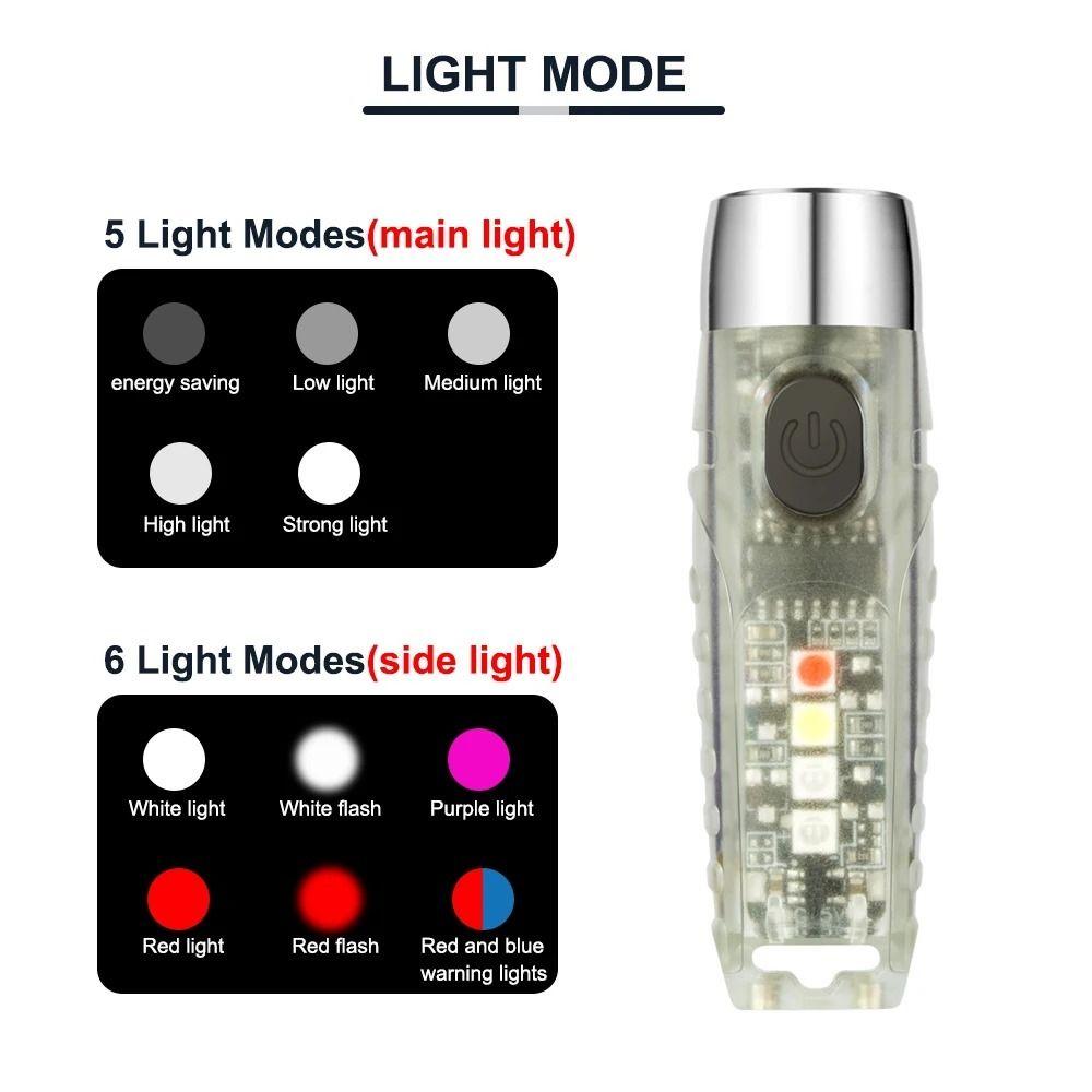 Super Bright Mini Keychain Flashlight 11 Modes High Power Portable Pocket Flashlight USB-C Rechargeable Multifunctional