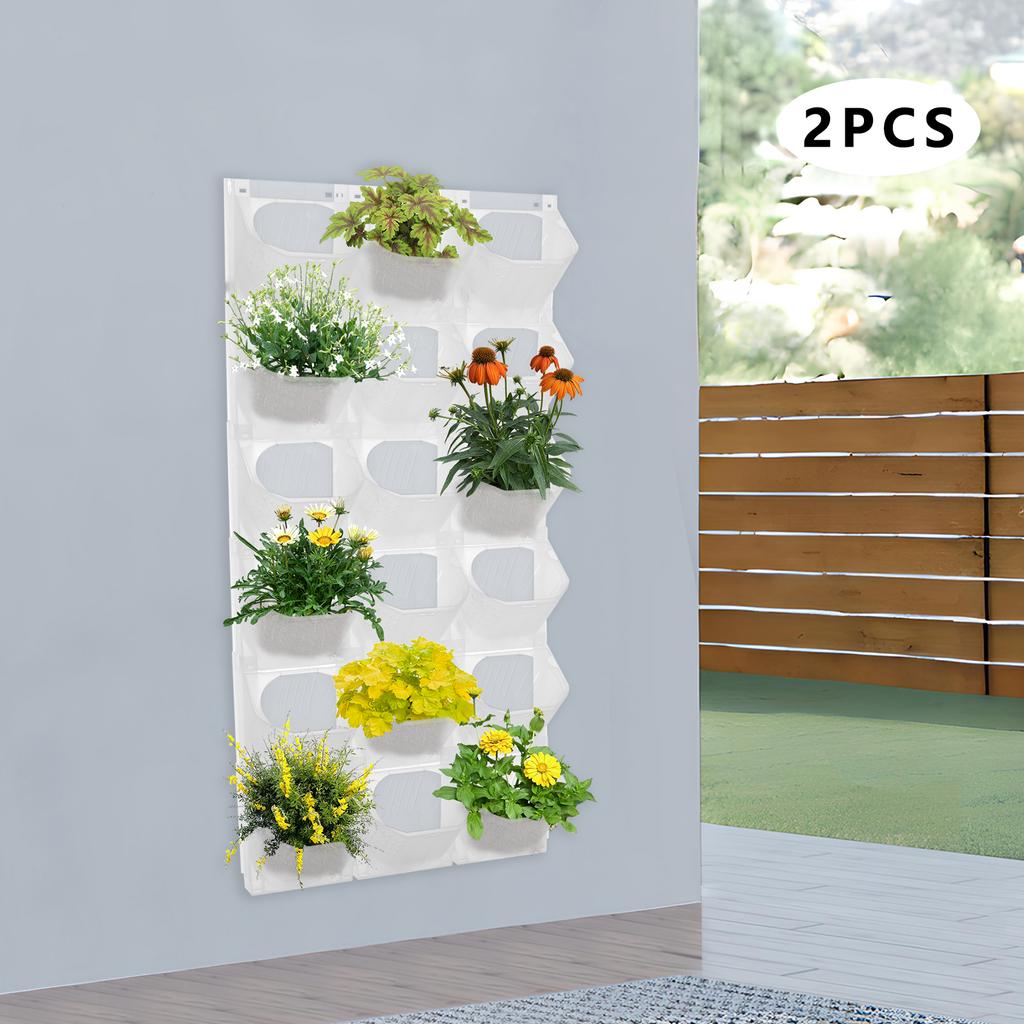 Vertical Garden Wall Planter, 36-Slot White Flower Pot Holder, Space Saving Indoor Outdoor Plant Container, Durable PP Plastic