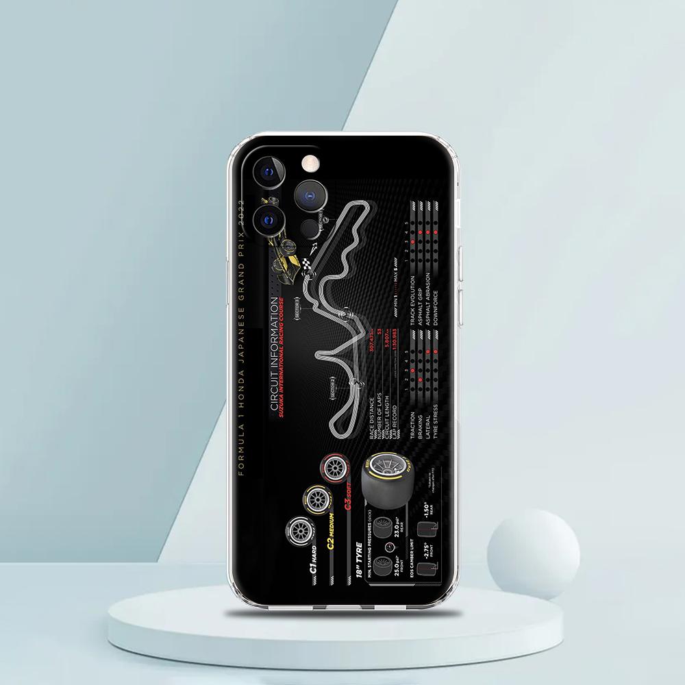 Soft TPU Transparent Phone Case Cover for iPhone 16 15 14 13 12 11 Pro Max XR 8 7 Plus XR Shell Nurburgring F1 Circuit Pattern