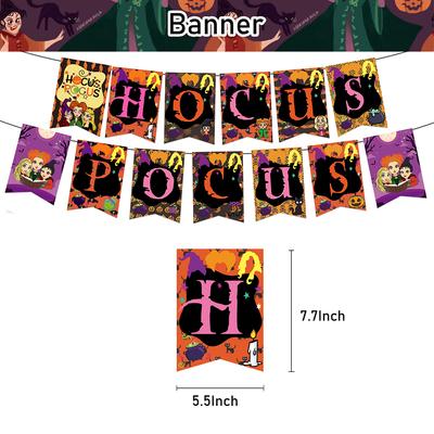 New 32pcs Hocus Pocus Party Decorations Include Banner Cake Topper Balloons