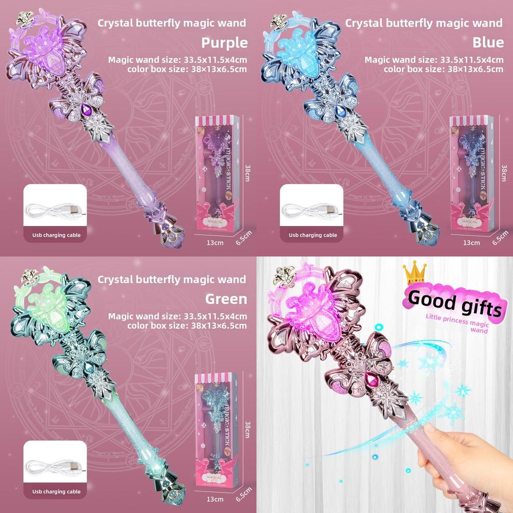 Kristall-Schmetterlingsfee Zauberstab Mit Licht Und Ton Für Mädchen Kinder Geschenk