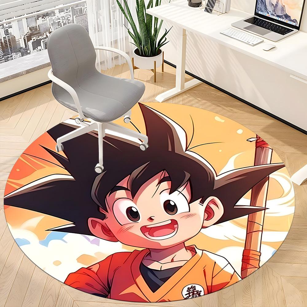 1pc Goku, Saiyan Office Round Area Rug, Indoor Mat Suitable For Office,Bedroom Living Room Home Decor, Room Deco A0928197