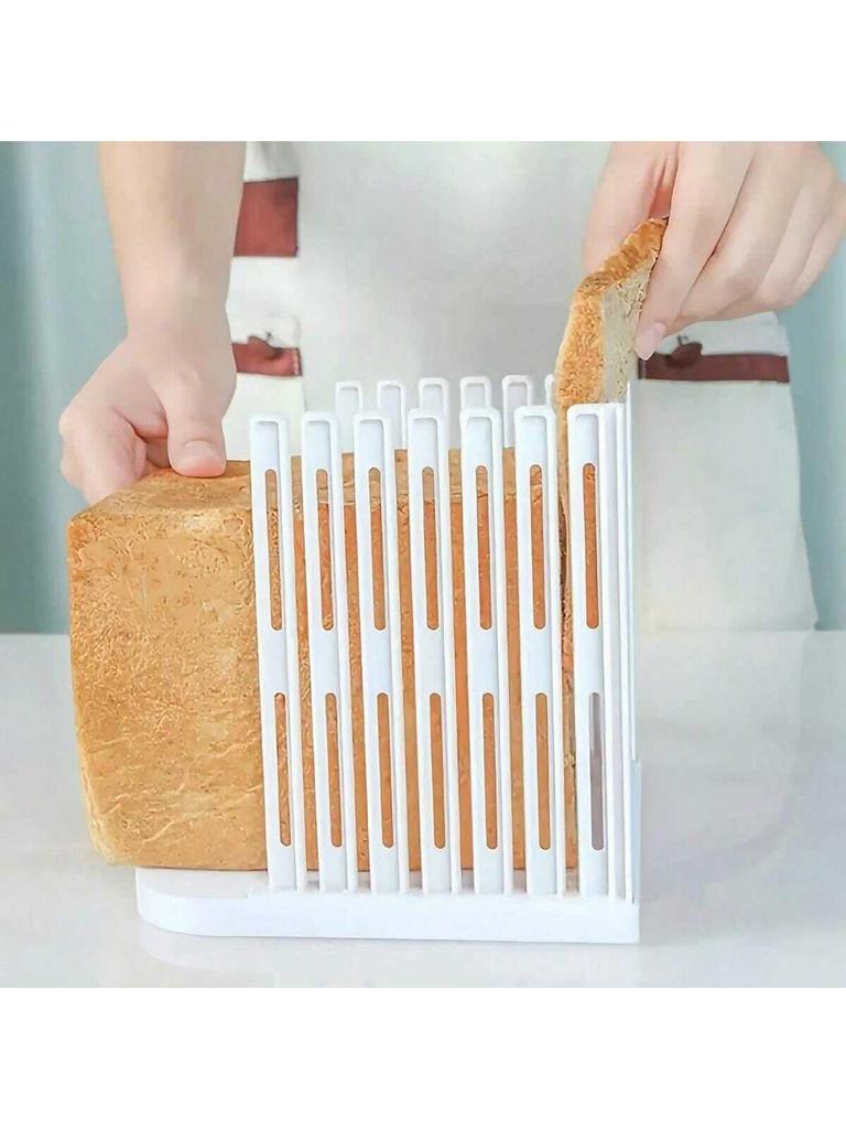 1pc Adjustable Bread Slicer Guide, Plastic Bread Cutter Slicer For Homemade Bread, Foldable Kitchen Baking Tool