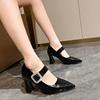 Large Size Women's Pumps Spring Autumn New Luxury  Brand High Heels Woman Patent Leather Buckle Strap Party Shoes