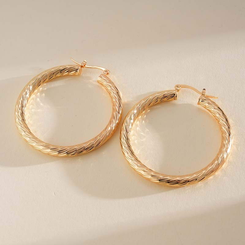 Fashion Metal Twisted Round Hoop Earrings For Women Classic Gold Color Large Circle Geometric Earrings Jewelry Accessories золотой