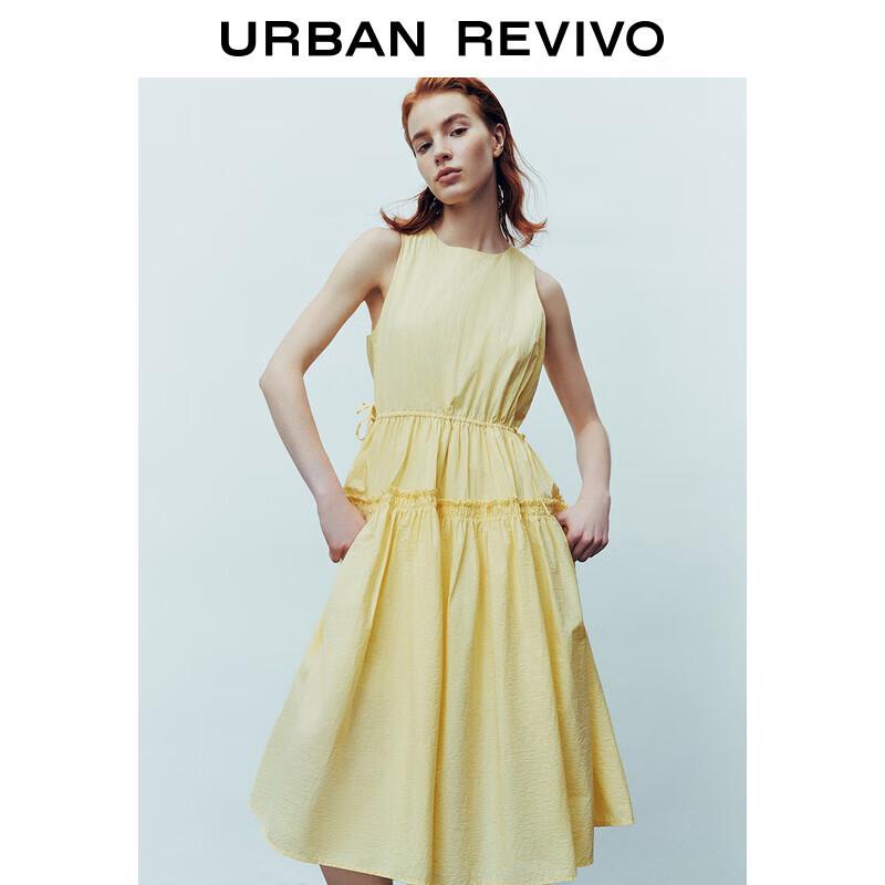 

UR 2024 Autumn Women s Ruffle Shirred A-Line Midi Dress S