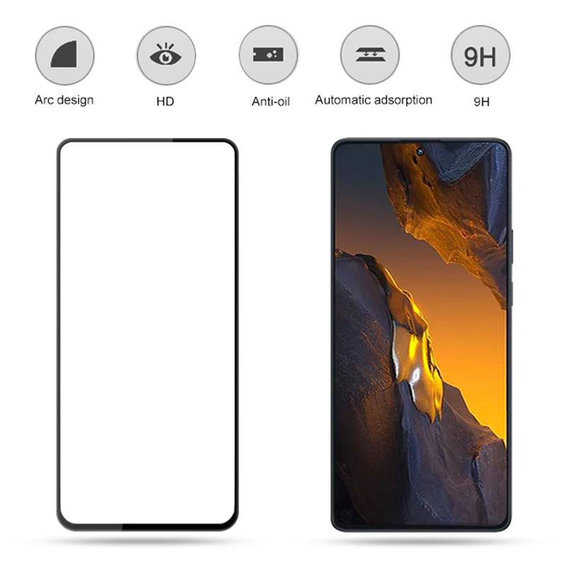 

AMORUS For Xiaomi Poco F5 5G/Redmi Note 12 Turbo Tempered Glass Film Silk Printing Phone Screen Protector Black