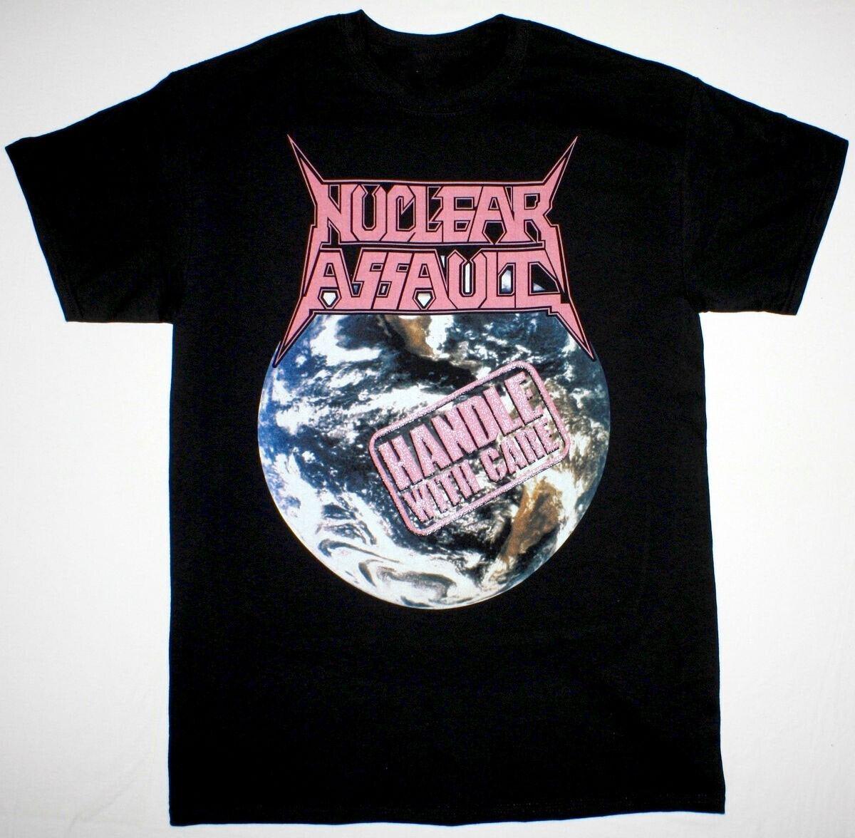 Rare NUCLEAR ASSAULT HANDLE WITH CARE Black T-shirt All Size Unisex Cotton XL