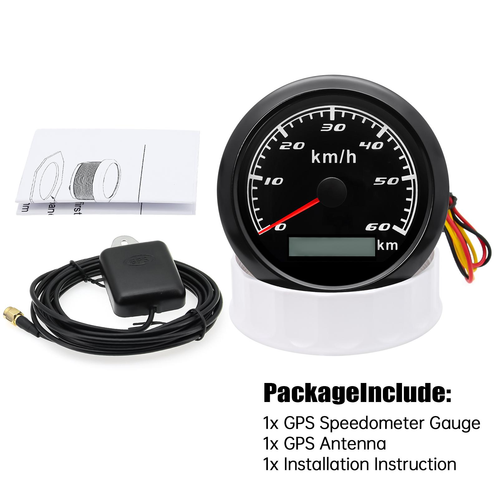 85mm GPS Speedometer Gauge 30/60/120/200KMH Speed Gauge Meter With GPS Antenna 7 Color LED Backlight For Boat Car Truck