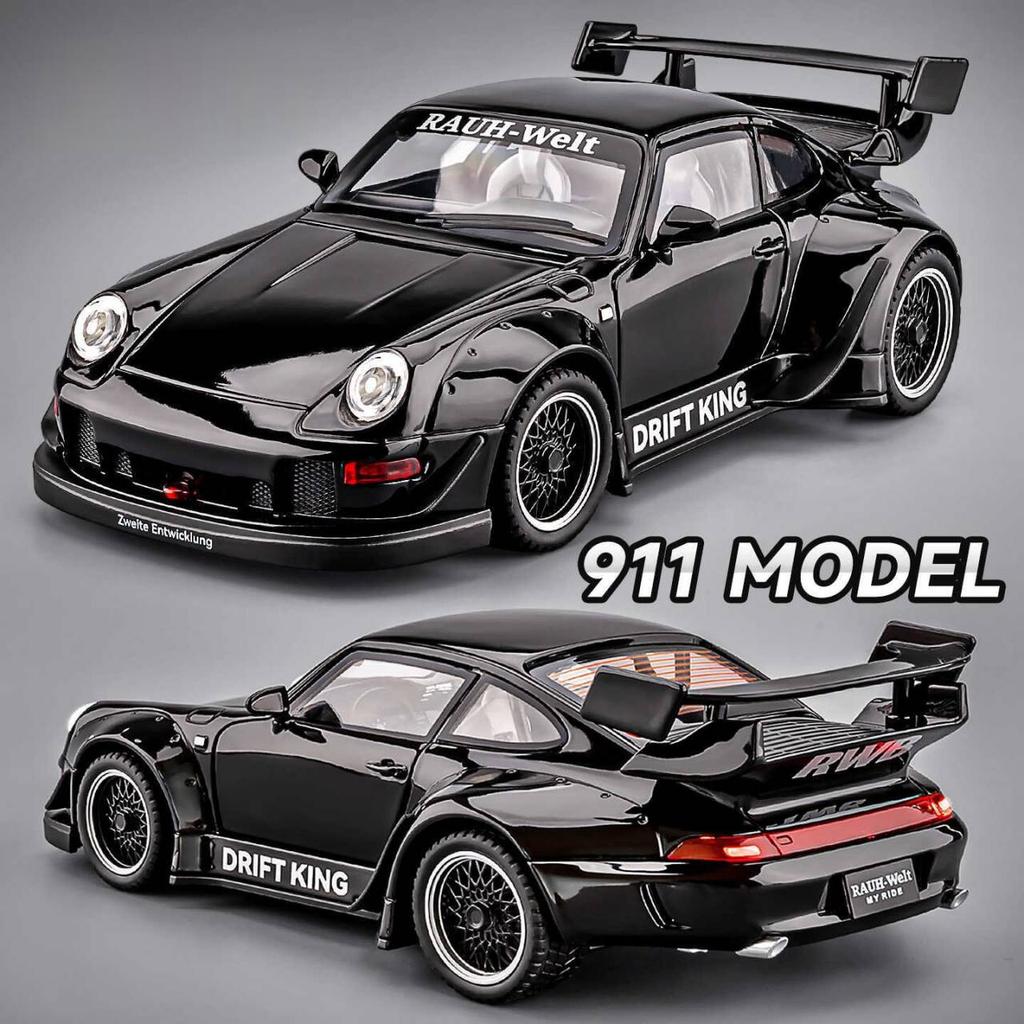 2026 Porsche 911 993 Modified Supercar Sounds  Light Pull Back Car Simulation Diecast  Toy Vehicle Alloy Collection Model Supercar Toy