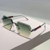Oversized Rimless Sunglasses Men Fashion Gradient Multi-color Shades Women Trendy Luxury Brand Design Decor Sun Glasses