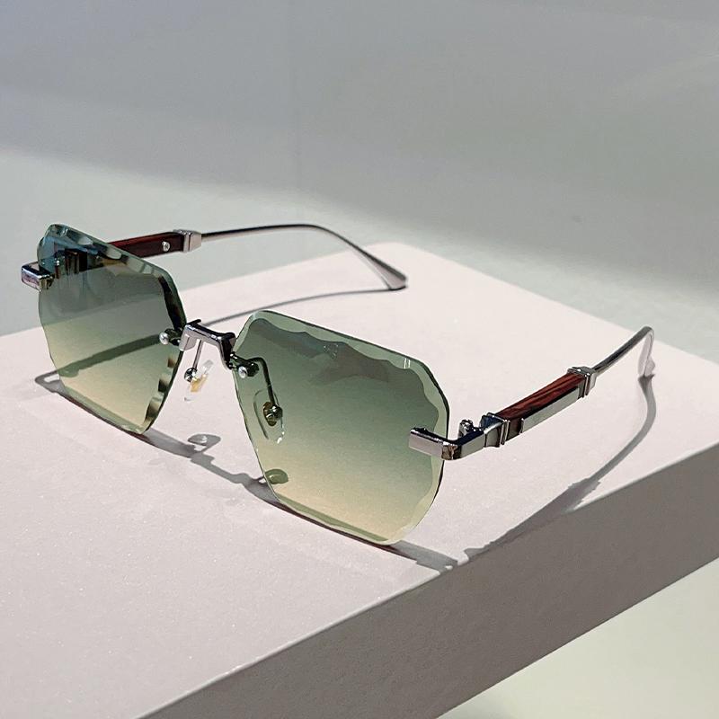 Oversized Rimless Sunglasses Men Fashion Gradient Multi-color Shades Women Trendy Luxury Brand Design Decor Sun Glasses