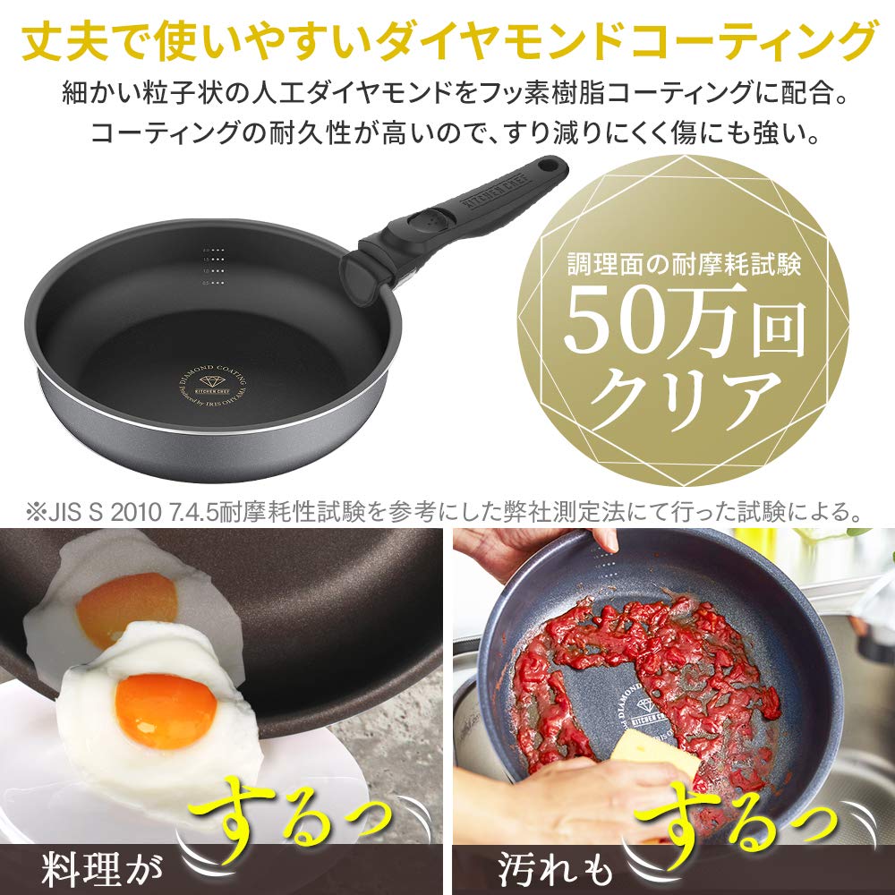 IRIS OHYAMA Frying Pan 12 For Gas Fire Diamond With Oven Detachable Egg Lid Royal Easy To Deep Plus Series Set, Pieces, Only, Deep, Coated,