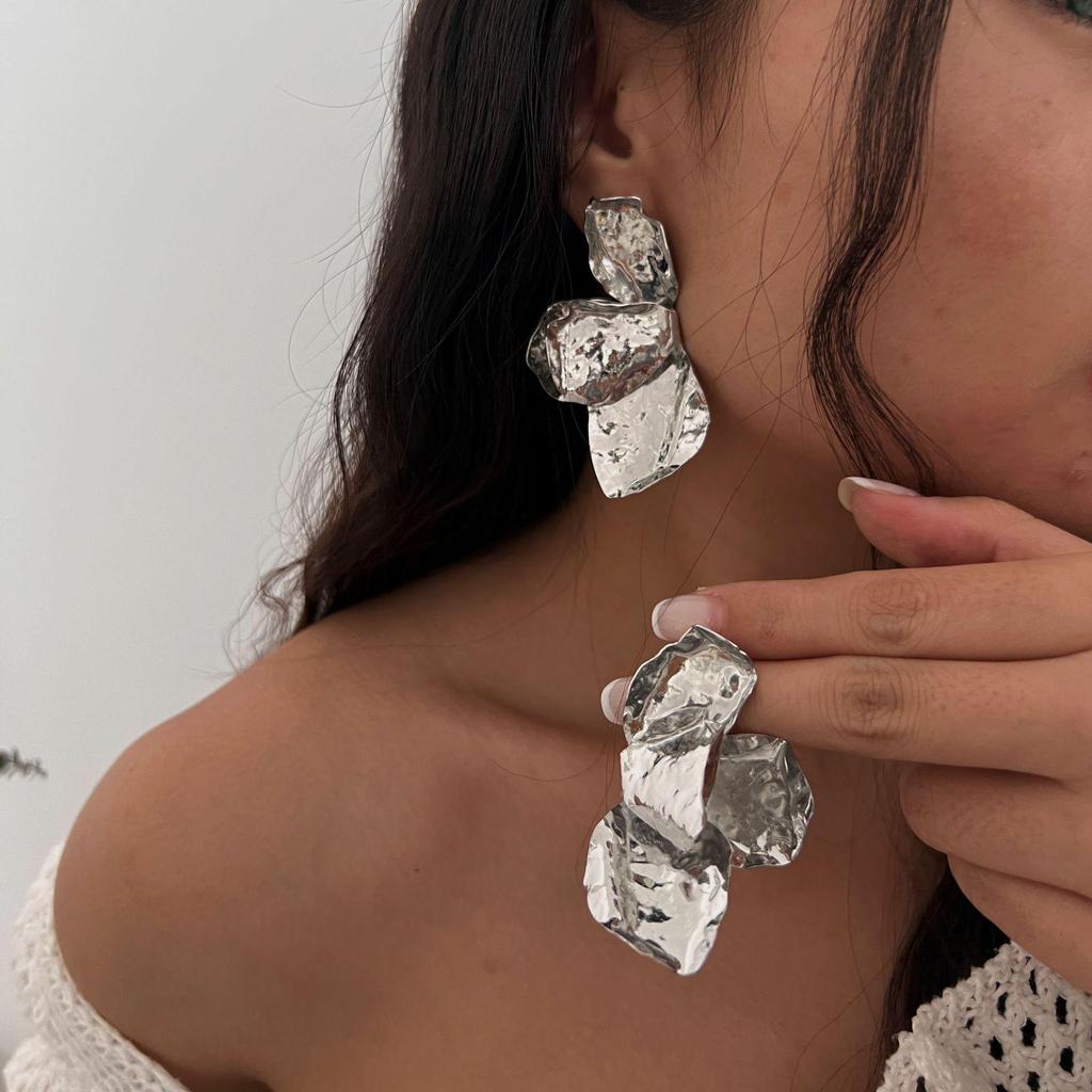 Geometric Irregular Metal Stud Earrings: European & American Minimalist Style