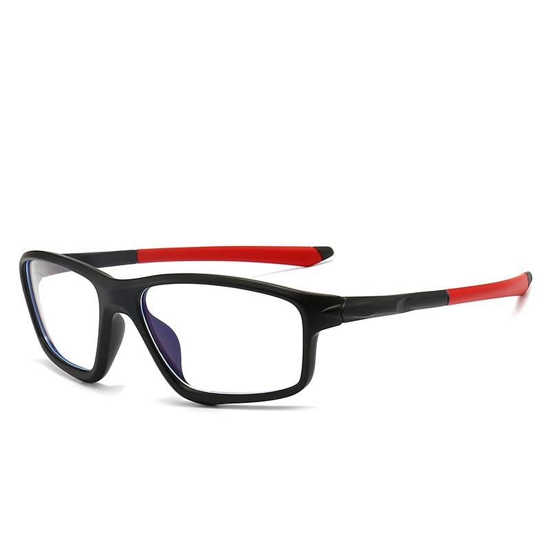 TR90 Square Blue Light Blocking Sports Men's Eyeglass Frame with Flat Lens, Myopia-Compatible (Model TR5773)