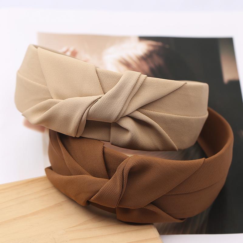 Wide Women's Twill Cloth Headband with Center Knot Fashionable Lady Girls Daily Shopping Hair Accessory