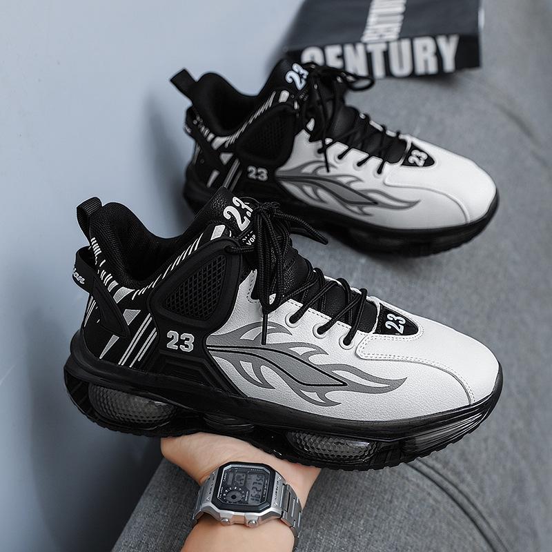Men's Shoes Summer Youth Air Cushion Shock Absorption Sports Shoes Boys Trendy Dad Shoes Heightening White Shoes