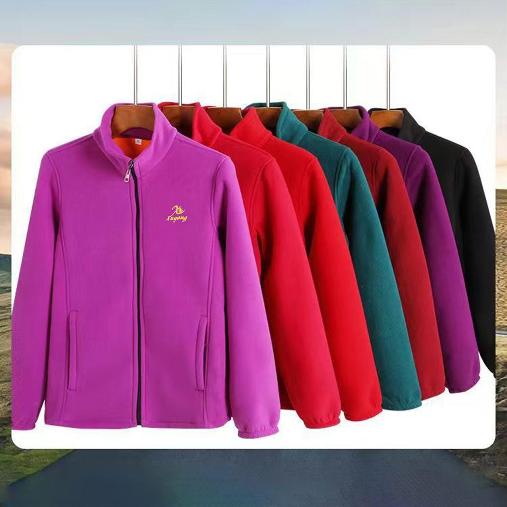 Women's Fleece Jacket Autumn Winter Thickened Full Zip Stand Collar Loose Fit Sports Sweatshirt Warm Outerwear
