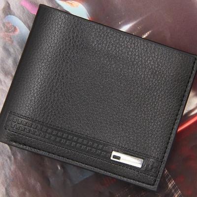 Cartera para hombre de piel sintética negra con múltiples ranuras, informal, de gran capacidad, para monedas, tarjetero