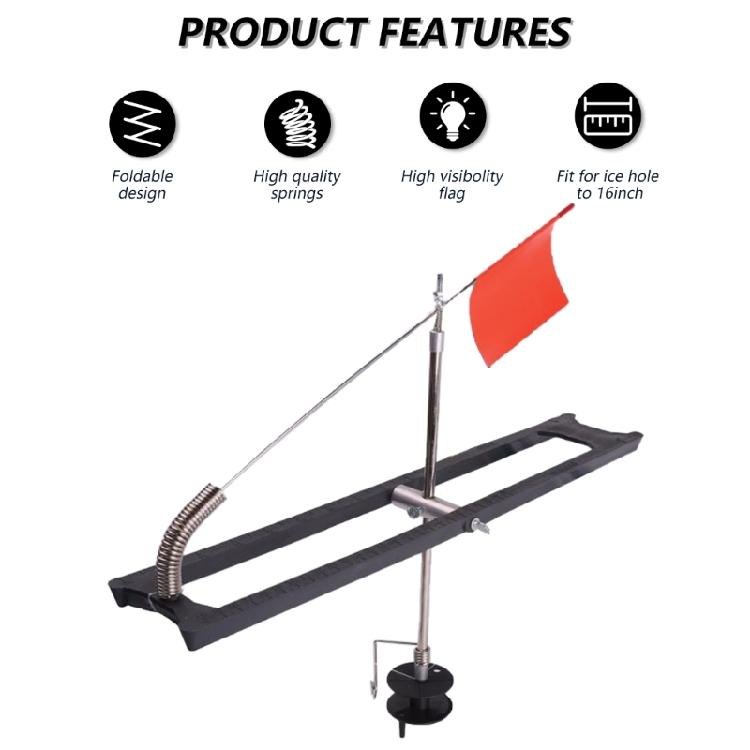 2Pcs Ice Fishing Tip Up Replacement Rail Style Foldable with Orange Flags Rail Tip Up Ice Fishing Accessories Easy to Use