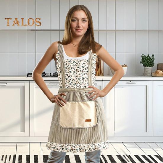 Avental de princesa elegante, resistente a manchas, com alças ajustáveis e bolsos, respirável, para cozinha e jardinagem, para mulheres