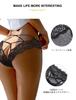 Comeondear Cute Lace Plus Sexy Mesh Sheer Underwear with Ribbon and Floral Breathable and Attractive Innerwear Women's T-Back Panties, Size, Print,