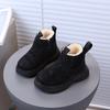 Matte PU Leather Trendy Winter Short Boots for Children Versatile Wear-resistant Chelsea Boots Warm School Shoes Girl Boy I10014