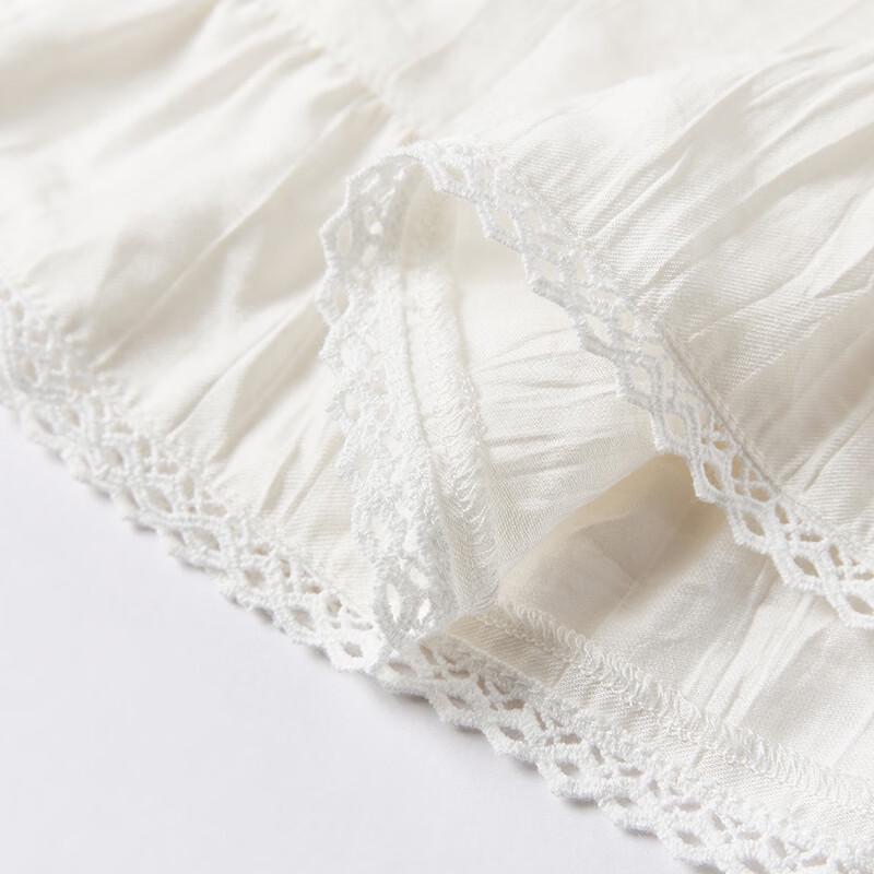 Xiangying French Lace Bohemian White Summer Midi Dress