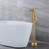 Tuqiu Gold Bathtub Faucet Set Floor Decked Brass Black Waterfall Bathtub Mixer Morden Style Bathroom Taps