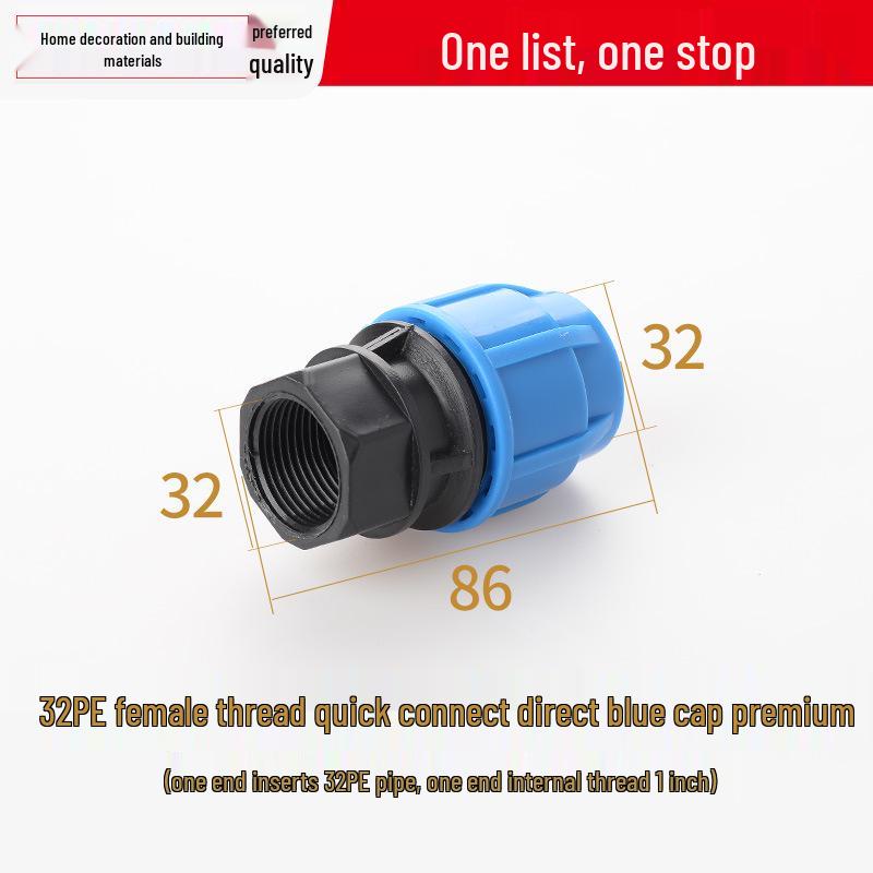 PE Direct Quick Connect Male & Female Thread Repair Joint 20-25mm Plumbing Fittings for Tap Water Pipes