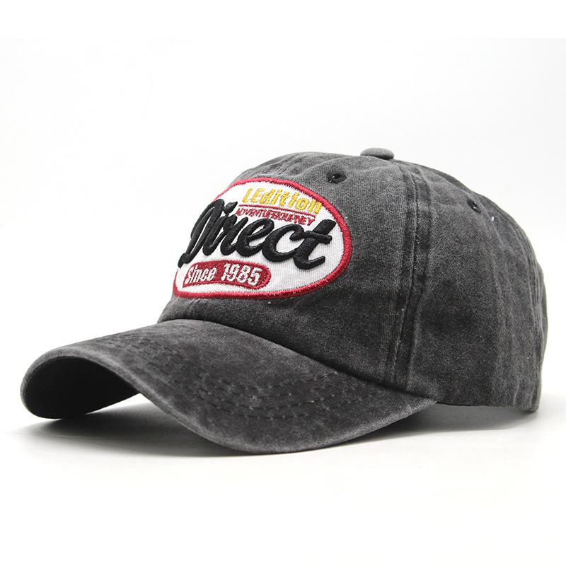Summer Men S Retro Retro Baseball Cap Washed Cap Cotton Letter Embroidered Personalized Hat size 56-60cm чёрный