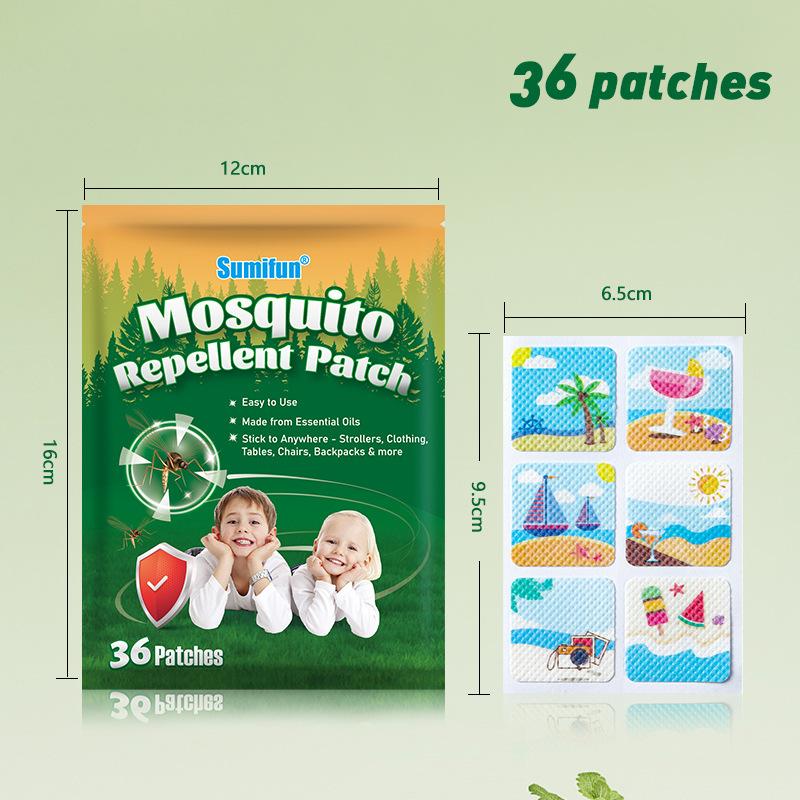 36Pcs Natural Essential Oil Mosquito Repellent Patches Cartoon Summer Beach Stickers For Kids Adults Outdoor Camping Travel