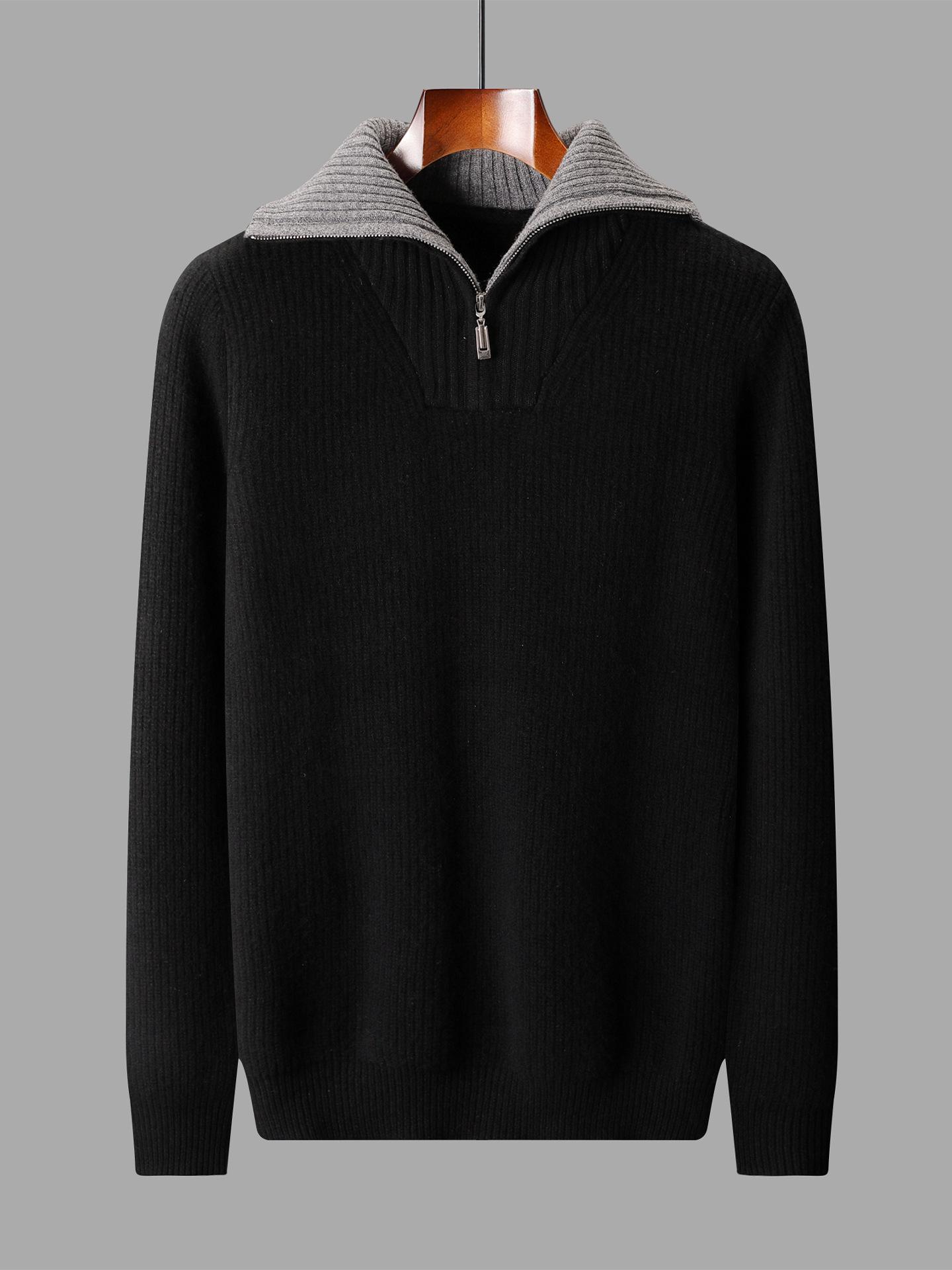 

Men s Autumn/Winter Wool High-Neck Half-Zip Pullover Sweater Double Extra Large