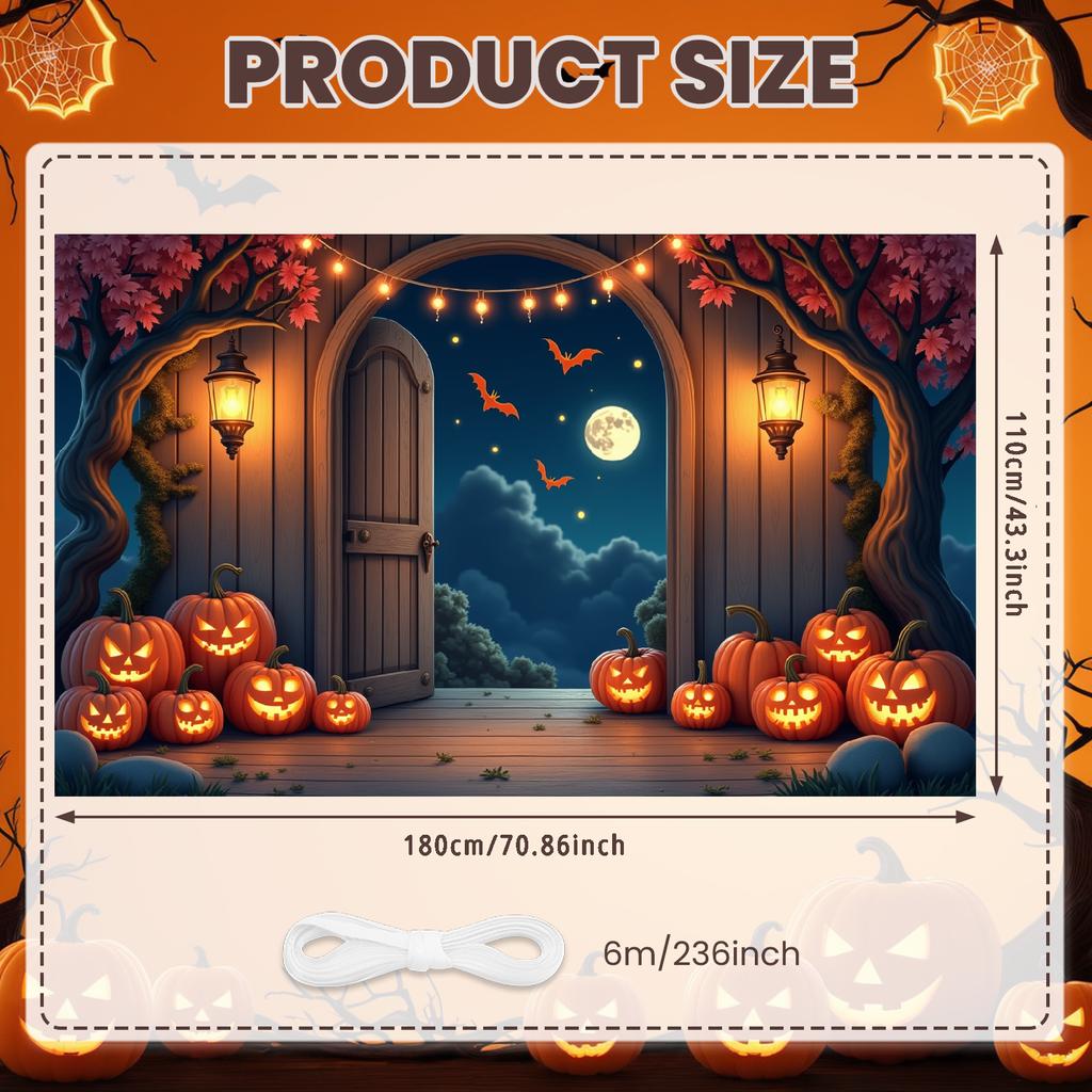 Outdoor Party Moody Lighting Halloween Banner Autumn Decoration Night Sky Jack O Lantern Decor For Holiday Celebration Halloween