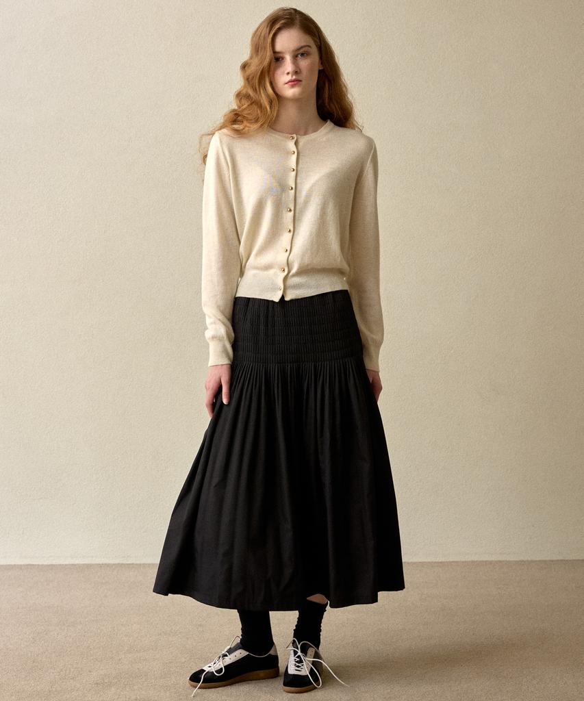 Opeundoeoseutyudio Handmade Wrinkle Pin Tuck Skirt Black