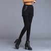 High-Waist Elastic Waistband Pockets Thickened Leggings Shorts Women Fake Two Piece Fleece Lining Leggings Skirt