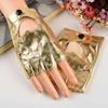 Solid Color Y2k Leather Gloves Harajuku Half Finger Mittens Women Leather Gloves  Motorcyclist