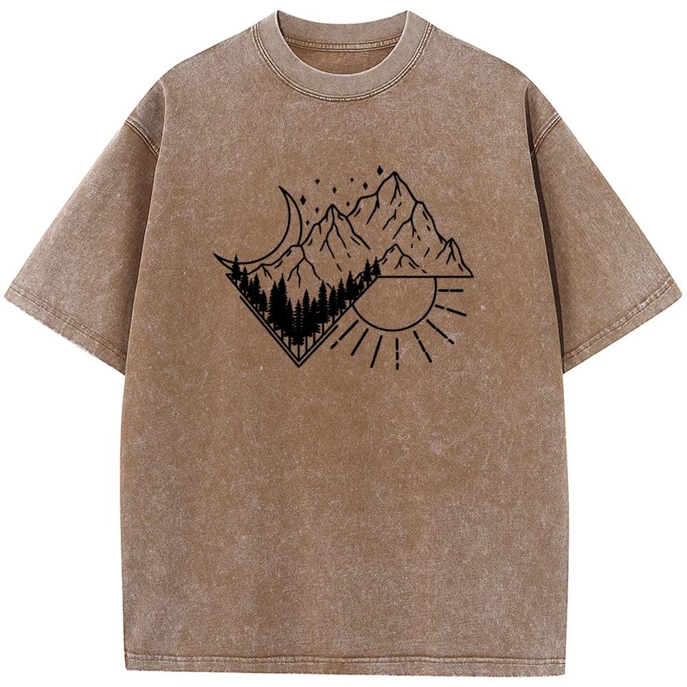 Men's Outdoor Rectangular Night and Day Short-Sleeved ShirtMen Women Fashion Oversized Unisex Breathable Casual Tees