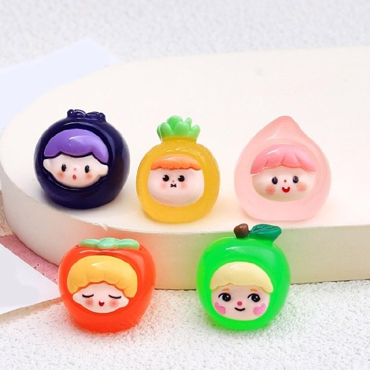 Set of 9 Fruit Girl Resin Charm Set Phone Charm Attachments Unique Glowing Jewelry Pendant Suitable for Decorating Use