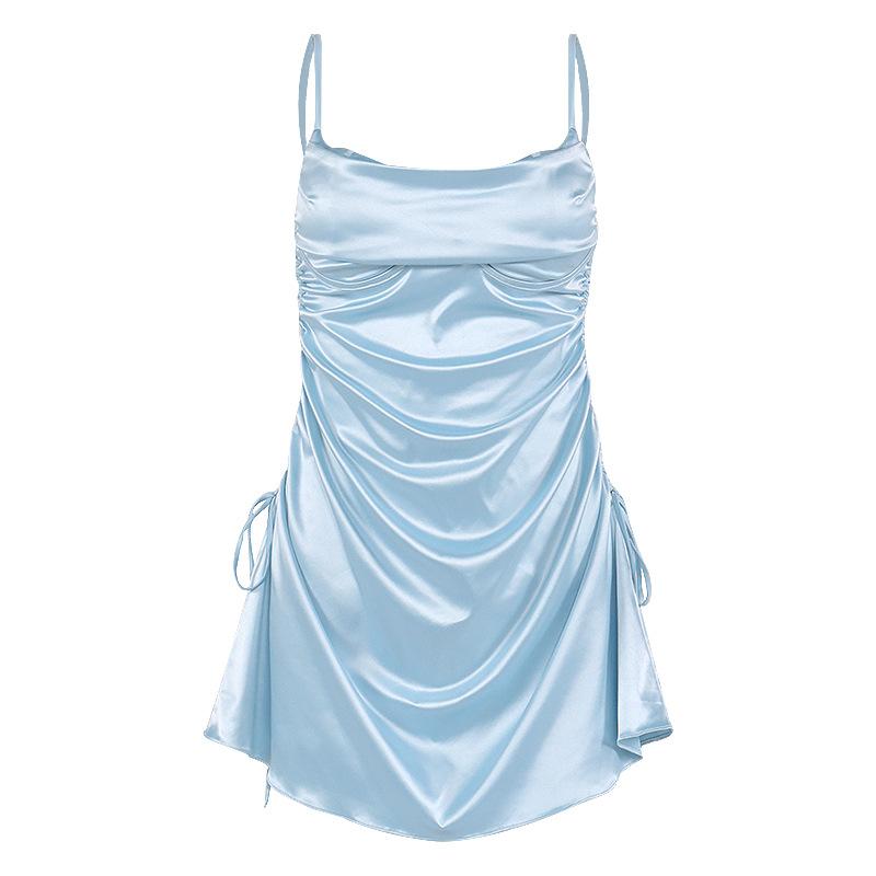 Satin Dress, Summer Popular Sexy Halter Strap Suspender Short Dress