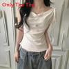 Girl Power Polka Dot Off Shoulder T Shirt With Print For Summer Casual Wear