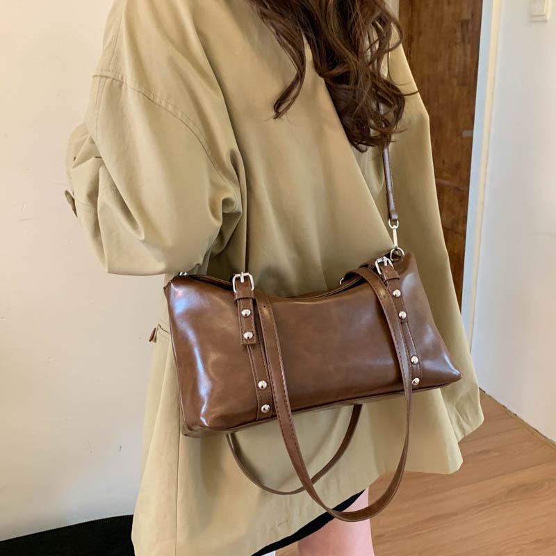 

New Texture Simple Crossbody Bags for Women Autumn Winter Luxury Shoulder Bags Retro Office Commuter Versating Storage Bags коричневый