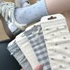 Female Sweet Plaid Bow Double Fungus Edge Design Sense In Tube Socks
