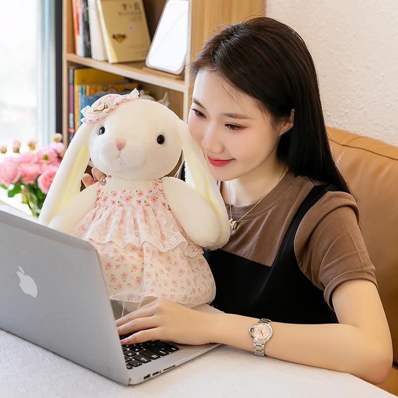 Cute kapok rabbit doll plush toy girl bed sleeping doll warm heart accompany children birthday gift