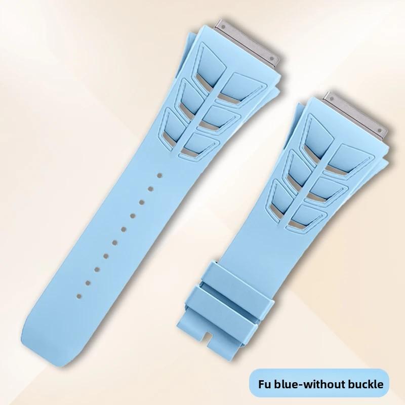 Steel head FKM Rubber Watchband For Richard Miller RM055 RM030 RM35-01 RM35-02 RM35-03 Watch Strap Soft Fluororubber accessories