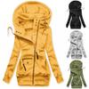 Women Fashion Long Sleeve Drawstring Hooded Slim Jacket Coat Zipper Outerwear