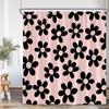 Watercolor Floral Shower Curtain Daisy Herb Plant Flower Botanical Bathroom Decor Modern Dark Polyester Bath Curtain With Hooks