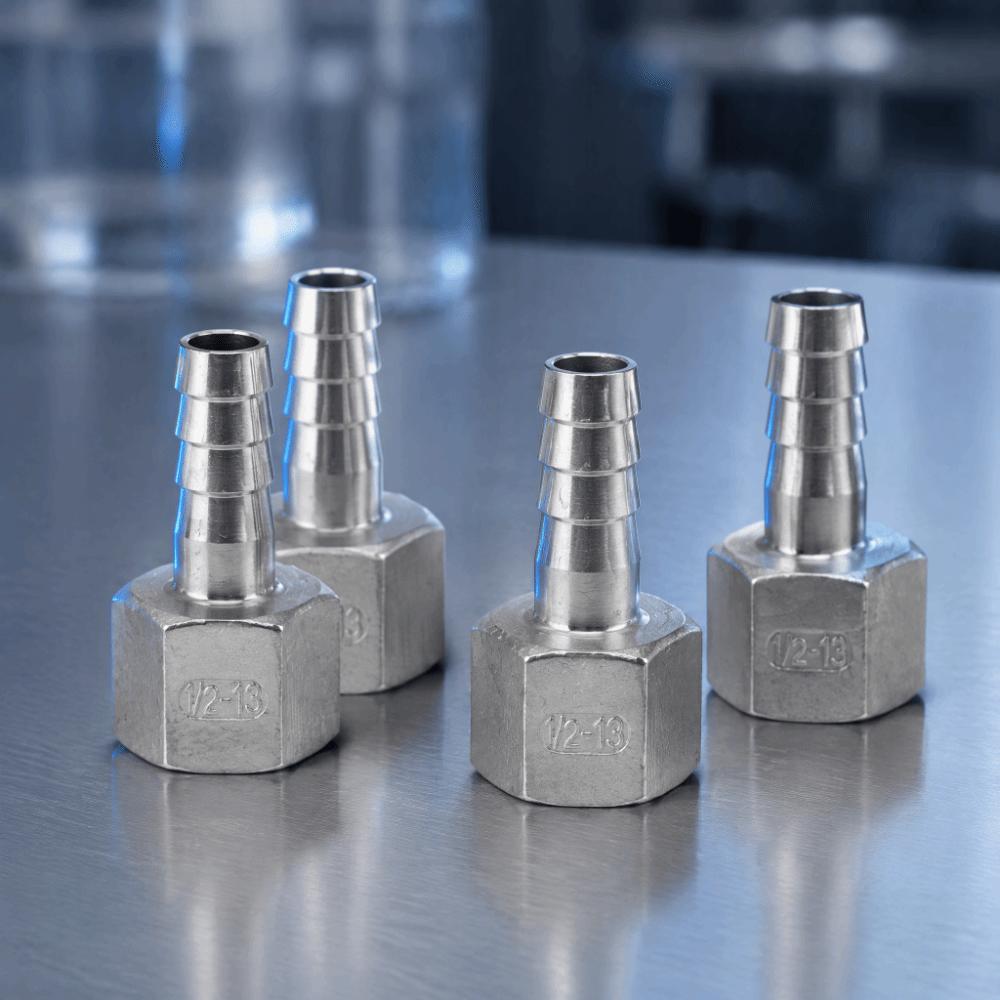 4pcs Stainless Steel Hose Barb Connector Hexagonal Pipe Fitting Coupler Home Brew Fitting