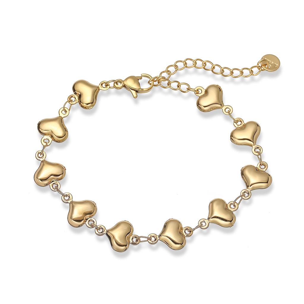 Wholesale Non-Fading Gold Color 316L Stainless Steel Heart Charm Bracelet For Women Casual Daily Jewelry