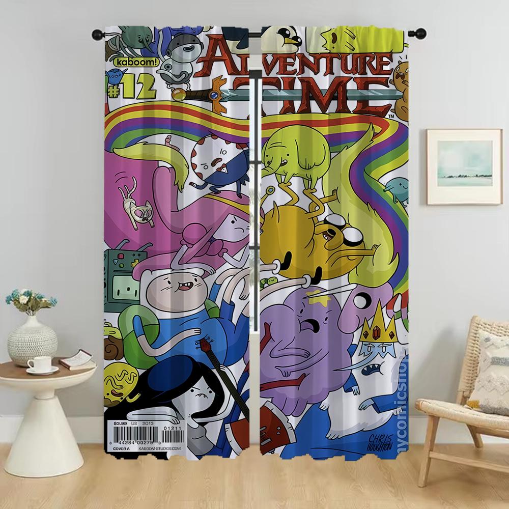 Zasłona zaciemniająca do pokoju 2 panele Adventures Time Nowoczesne zasłony do salonu Rolety Przegroda Wnętrze domu Zasłony Kuchnia